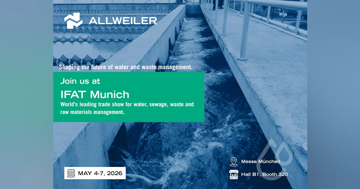 ALLWEILER to exhibit wastewater pump solutions at IFAT 2026 Munich ...