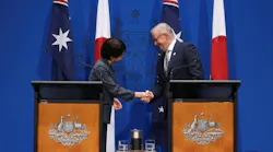 Japan's Prime Minister Sanae Takaichi shakes hands with Australia's Prime Minister Anthony Albanese during a press conference at Parliament House in Canberra, Australia, May 4, 2026. Japan's Prime Minister Sanae Takaichi shakes hands with Australia's Prime Minister Anthony Albanese during a press conference at Parliament House in Canberra, Australia, May 4, 2026.