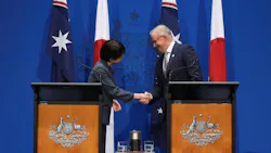 Japan's Prime Minister Sanae Takaichi shakes hands with Australia's Prime Minister Anthony Albanese during a press conference at Parliament House in Canberra, Australia, May 4, 2026. Japan's Prime Minister Sanae Takaichi shakes hands with Australia's Prime Minister Anthony Albanese during a press conference at Parliament House in Canberra, Australia, May 4, 2026.
