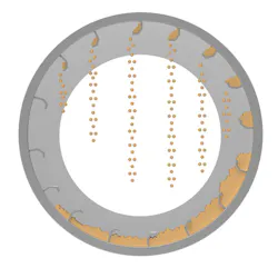 Material curtain in a rotary dryer Material curtain in a rotary dryer