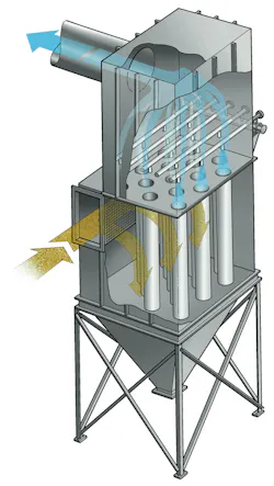 Dust collector with high side inlet Dust collector with high side inlet