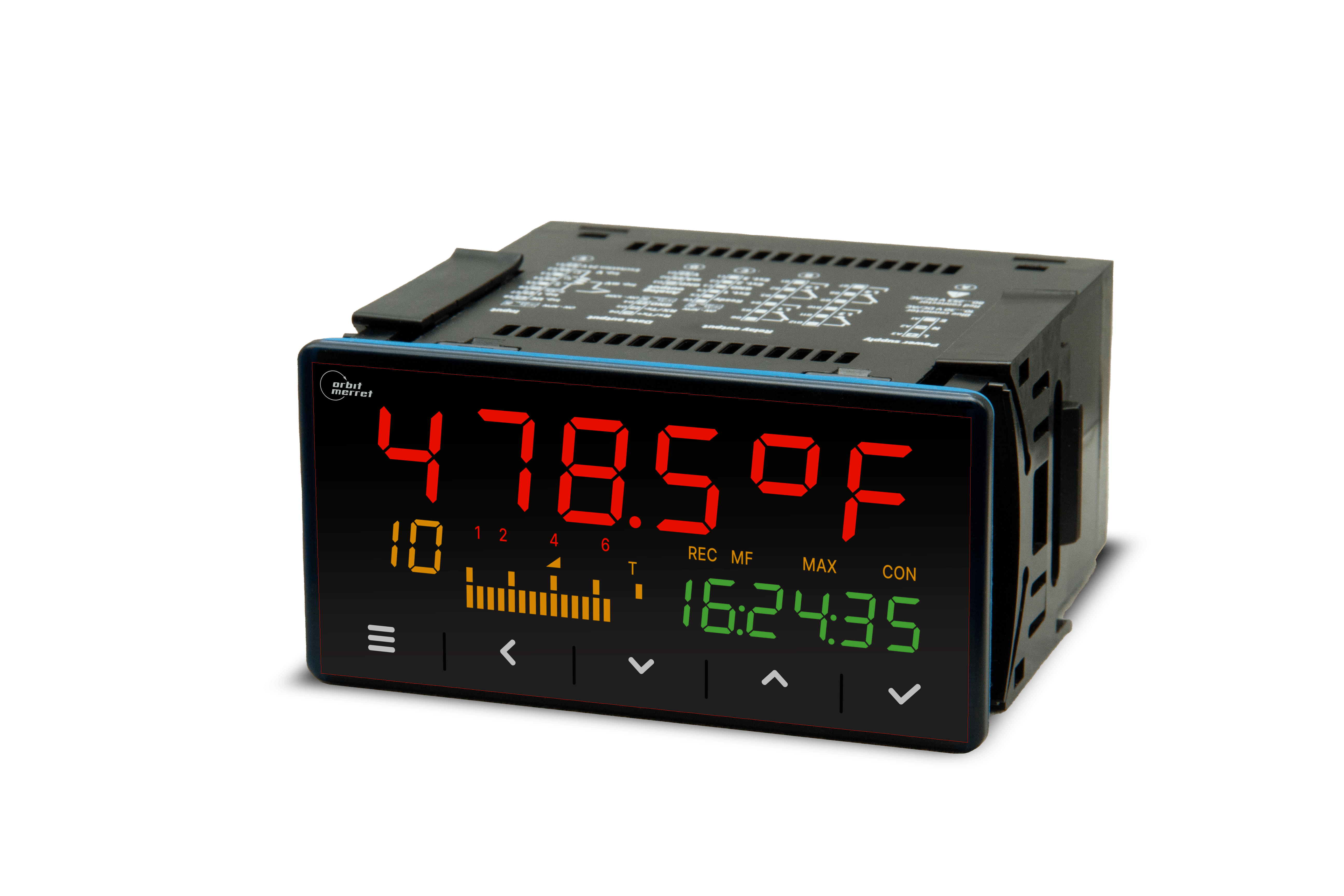 The OM 402UNI can be set to be a numeric display, numeric and bar graph display, controller with relay and/or signal outputs, data recorder and accumulator by enabling a secondary display on the device.