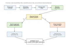 Figure 4. Quality-safe recovery logic. The sequence is permitted only when route, destination, phase detection, termination and material disposition are defined and recorded.
