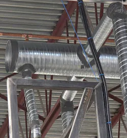90-degree branch duct connections