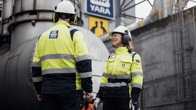 Yara employees at a production site