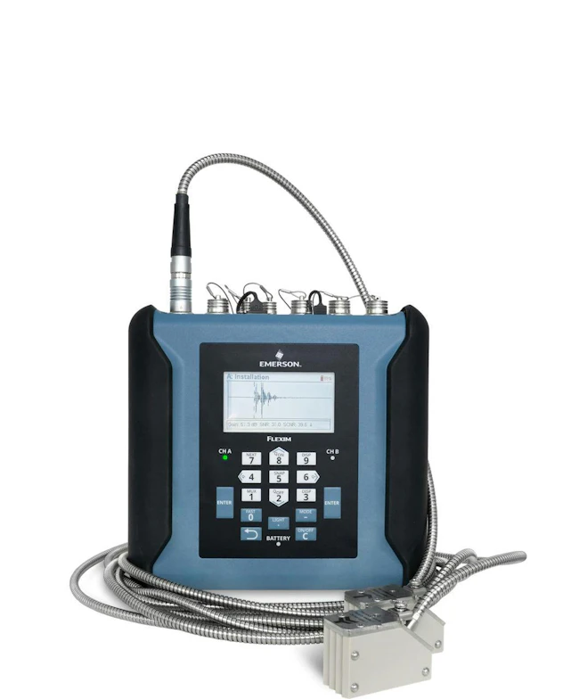 Emerson's Flexim FLUXUS 631 series provides portable non-intrusive clamp-on ultrasonic flow measurement for liquids, gases and steam.