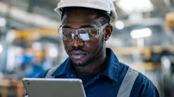 Worker using iPad