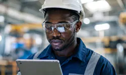 Worker using iPad