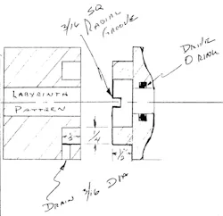 Schematic of the first bearing isolator design.