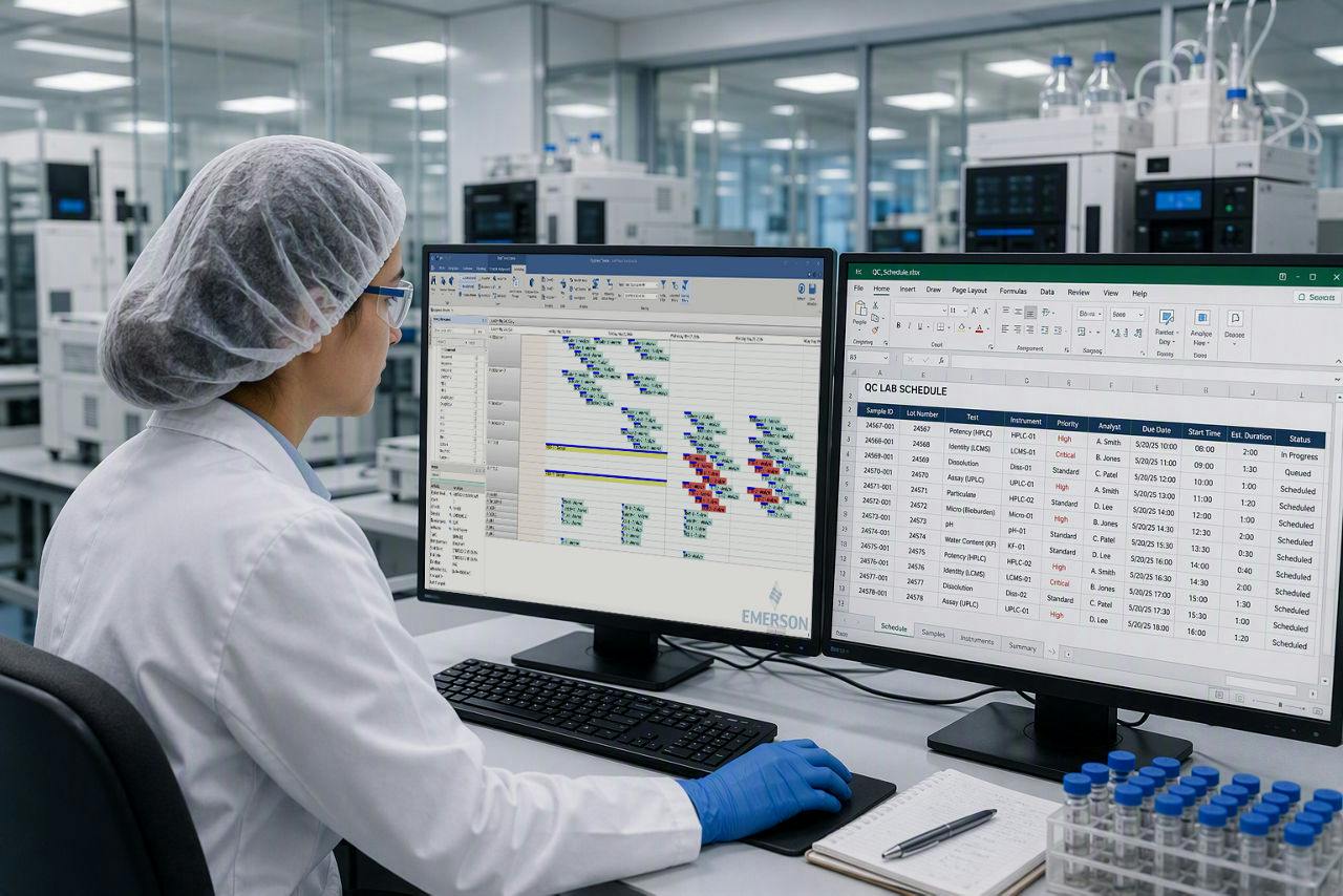 DeltaV Real-Time Scheduling helps QC laboratories align testing activities with manufacturing priorities through advanced scheduling, simulation, and optimization, enabling teams to continuously synchronize laboratory schedules and operations with real-time plant conditions.