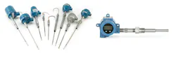 Figure 5: RTD-based temperature measurement helps facilities monitor cooling and process water circuits across the mill. Rosemount 214C RTDs (left) paired with the Rosemount 644 Temperature Transmitter (right) provide reliable temperature data for process monitoring and control.